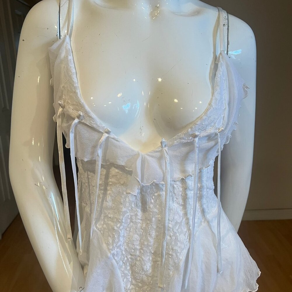 90'S VINTAGE VICTORIA'S SECRET LACE TASSEL LACE BODYSUIT SZ M MEDIUM - Picture 2 of 5